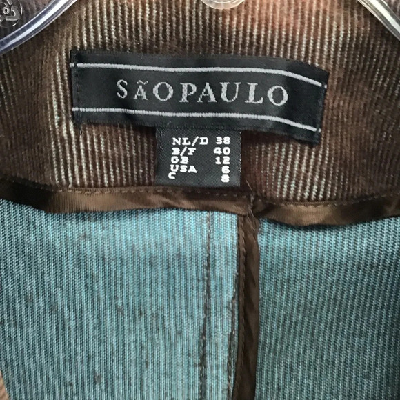 Sao Paulo Women’s Corduroy Zip Moto Style Jacket Blazer Brown/Teal Size 6 - Picture 4 of 6